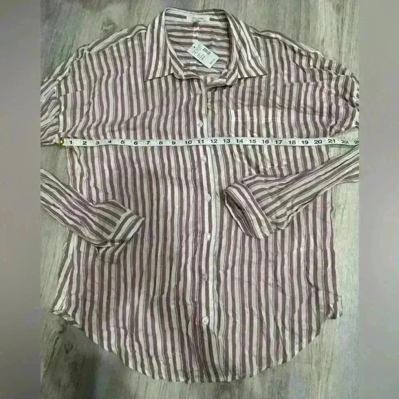 Maurice’s Women’s Lightweight Button Down Shirt Mauve White Stripe Size L NWT - Picture 7 of 7